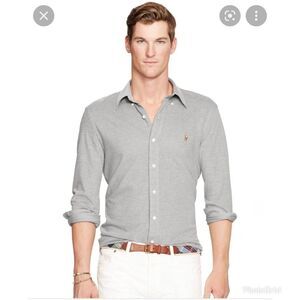 Polo Ralph Lauren Classic Fit Knit Dress Shirt Charcoal